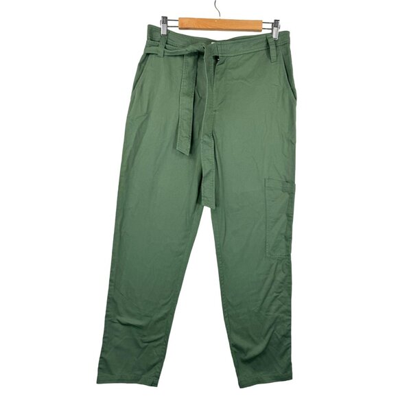 TIBI tie waist cropped Green cargo pants 90s preppy sz 6